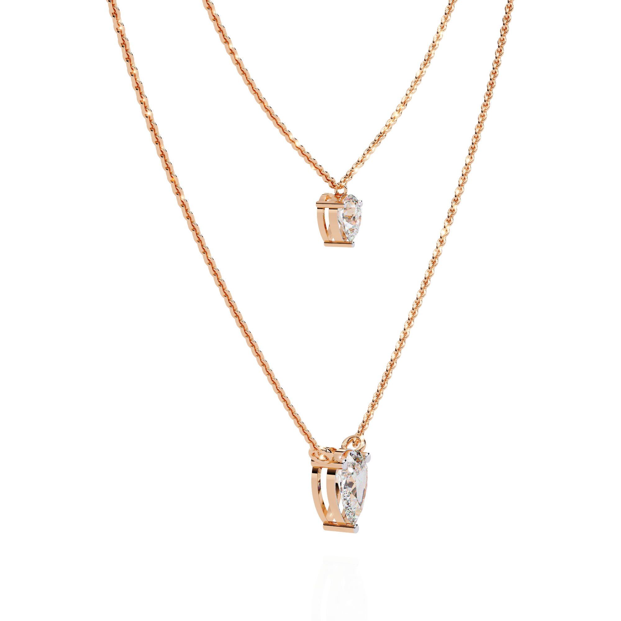 Solitairekart 1.46ct Elegant Natural Diamond Pear Duo Necklace-H Color, VS1 Clarity